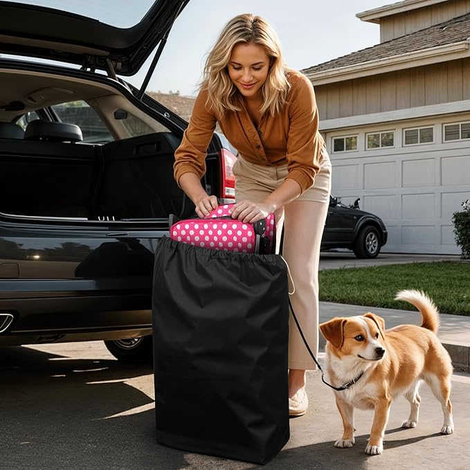Magshion 3-Wheel Pet Stroller, Foldable Travel Jogger for Small & Medium Dogs & Cats (Up to 33lbs), Lightweight Carrier with Breathable Mesh Cover, Cup Holder & Storage Basket, Hot Pink Polka Dots