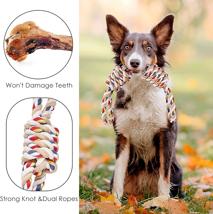PawfectPals Indestructible Tough Twisted Dog Chew Rope Toy Teething and Tug of War for Large Dogs (Double Grip Loops and Knots)
