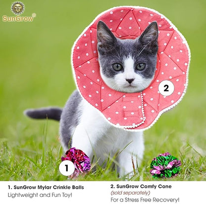 SunGrow 24 Pcs Ferret Mylar Crinkle Balls, 2" for Exercise to Keep Fit, Lightweight, Multicolor Shiny Foil with Crinkly Sound for Indoor Pet Cat, Kitten