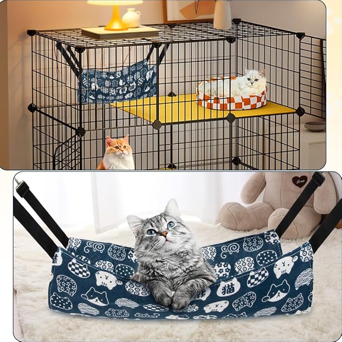 Cat Hammock & Cage - Indoor Cat & Ferret Enclosure with Dog & Chinchilla Hammock Accessories