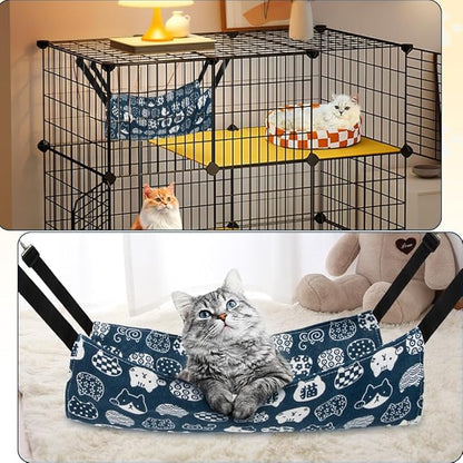 Cat Hammock & Cage - Indoor Cat & Ferret Enclosure with Dog & Chinchilla Hammock Accessories