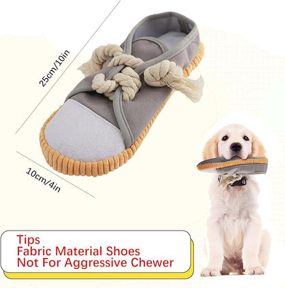 vocheer Dog Chew Toy, Dog Toys to Keep Them Busy Durable Teething Shoe Interactive Squeaky Puppy Toy,Small,Medium Breze, Machine Washable(Grey)