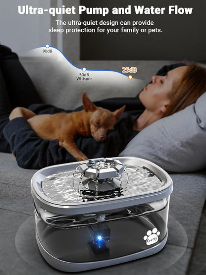 Kastty 2.5Gal/9.5L Dog Water Fountain Extra Large Pet Water Fountain 3 Flow Modes Cat Water Fountain Larger Filter Filtration& Smart LED Pump& Safe Touch, BPA-Free, Quiet for Large Dogs Pets FS68