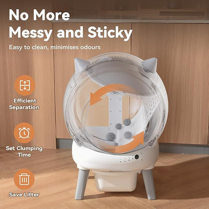 Self Cleaning Litter Box: Automatic Litter Box Self Cleaning for Multiple Cats Auto Robot with Dual Safety Protection, Large Openning Odor-Control with Mat