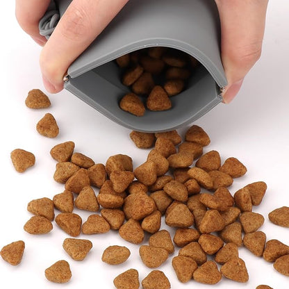 WALLFID Silicone Dog Treat Pouch Small Bag,Auto Closure,with Pet Training Clicker,Walking Bag for Dog and Cat,Pocket Size,Easy to Clean,Odorless (dark gray)