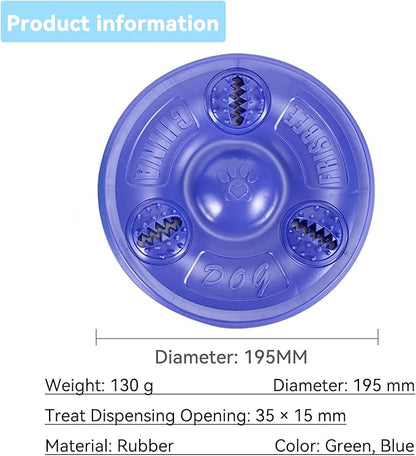 2Pcs Dog Frisbee with Treat Holes,8'' Soft TPR Flying Disc Chew Toy for Dogs, Treat Dispensing Fetch Toy for Outdoor Play & Exercise, Stress Relief Dog Toy(Purple ×1 + Green ×1)