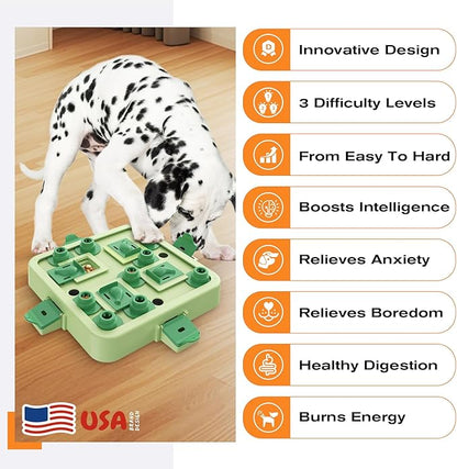 KADTC Dog Chess Puzzle Toy, Large Size, U.S. Brand & Design, 3 Levels of Step-by-Step Challenge for Smart Dogs Interactive Boredom Buster Mental Stimulation Enrichment Toys Puppy Treat Brain Puzzles