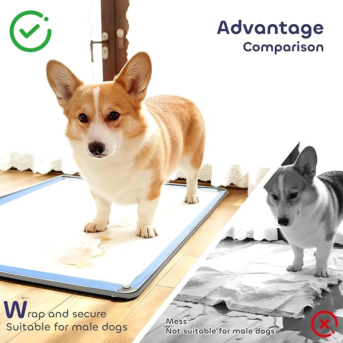 Silicone Pee Pad Holder for Dogs Fits Up to 36" x 25" Training Pads Leak-Proof Non-Slip Puppy Pee Pad Holder with Fixed Buttons Portable Easy to Clean