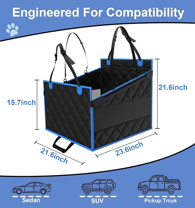 Back Seat Extender for Dogs (Black Blue S)