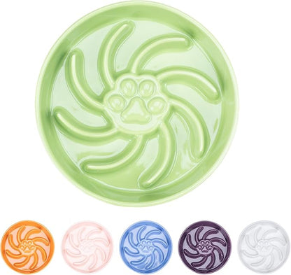 Ceramic Slow Feeder Dog Bowl, 1.5 Cup Dog Food or 20oz Water, Slow Eating Bowl for Small Breed, Maze Puzzle Feeder for Fast Eaters, Anti-Choking Stop Bloat, Non-Slip BPA Free (Green)