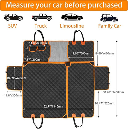 RUTU Back Seat Extender for Dogs, Large Space, Heavy Duty Waterproof Dog Car Seat Cover Fits Middle Armrest for Cars,SUVS & Small Trucks,Non-Slip Durable Soft Back Seat Covers