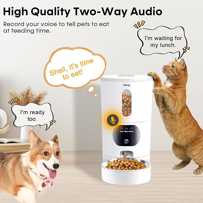 Automatic Cat Feeder Camera for 2-Cats: Easy Setup Timed Smart Dog Feeder WiFi - 2-Way Audio 5G Pet Food Dispenser APP Control for Multi-Cat 2 Pack