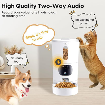 Automatic Cat Feeder Camera for 2-Cats: Easy Setup Timed Smart Dog Feeder WiFi - 2-Way Audio 5G Pet Food Dispenser APP Control for Multi-Cat 2 Pack