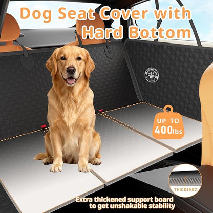 Dog Car Seat Cover for Back Seat Larger,Waterproof PU Leather Hard Bottom Car Seat Cover for Dogs,Non-slip Backseat Dog Cover with Upgraded Door Protection Flap,Dog Hammock for Full Size Truck 55×32in