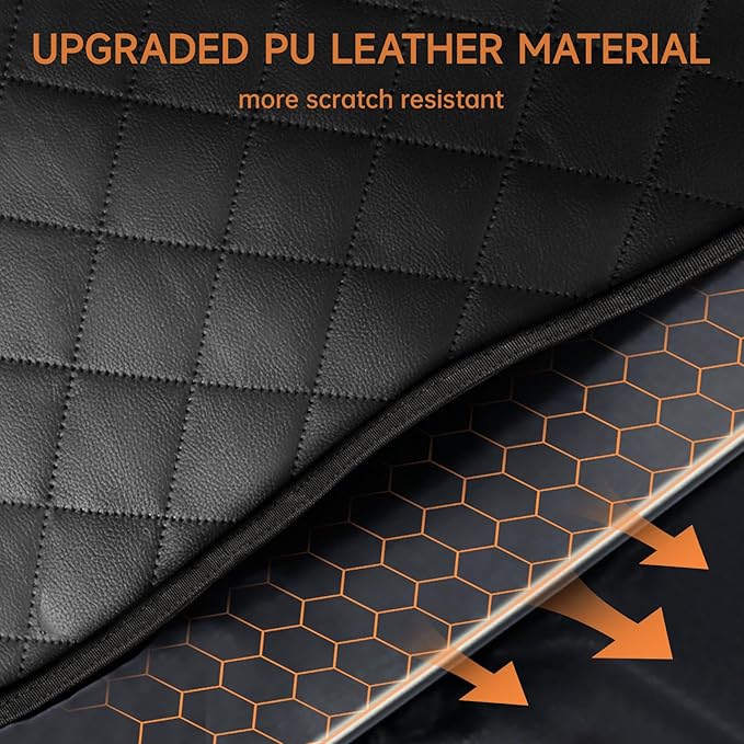 petizer Back Seat Extender for Dogs - Upgraded Anti-Scratch PU Leather, Hard Bottom Dog Car Seat Cover, Waterproof Dog Car Hammock, Backseat Pet Protector, Detachable Seat Covers for Car, SUV, Truck