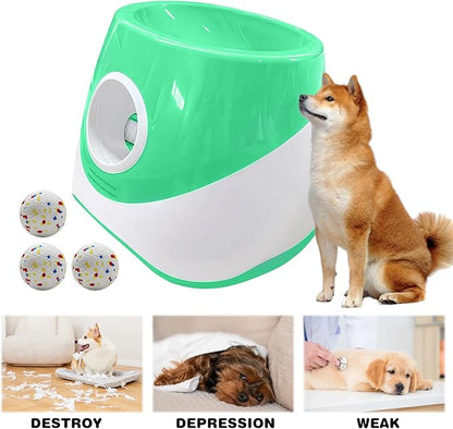 Automatic Dog Ball Thrower, Dog Ball Thrower with 3 Tennis Balls and 3 Adjustable Distance20-46Inch, Interactive Balls Throw for Small Dogs