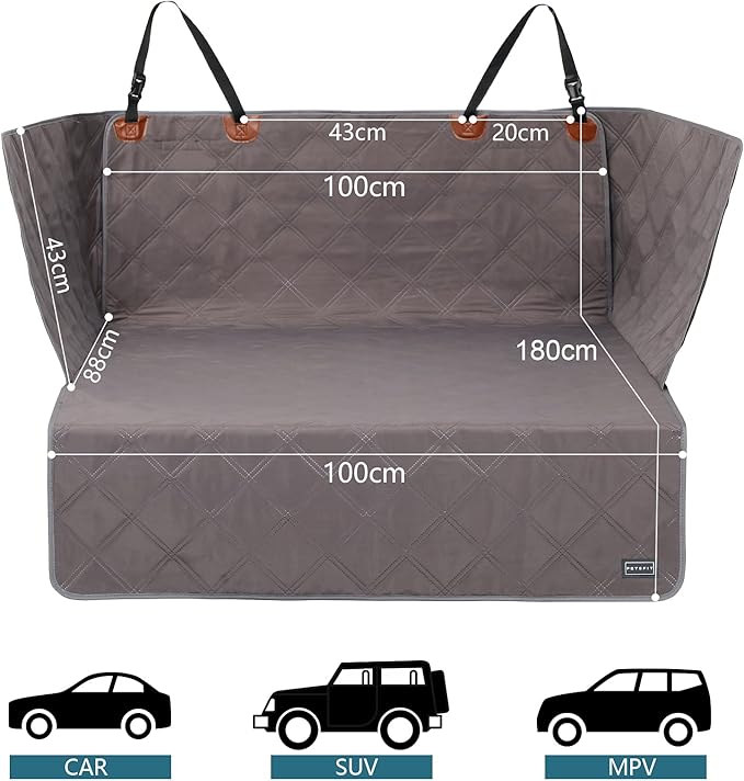 Petsfit SUV Cargo Liner for Dogs, Water-Resistant Scratchproof Dog Cover for Car with Side Flap, Durable Washable Dog Trunk Cover for SUV Against Dirt and Pet Hair, Large Size Universal Fit, Gray