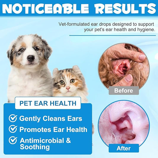 Redshine Ear Drops for Cats & Dogs-Dog Ear Infection Medication-Ear Mites Treatment-Dog Yeast Soothing Cleansing with 1% Hydrocortisone-Clean Pet Earwax-Mild and Effective (120ml)