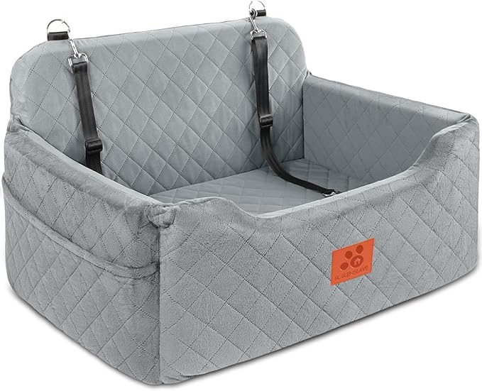 GL GLENSLAVE Dog Car Seat for Medium/Large Dogs, Dog Booster Seat for Pet Under 50lbs or 2 Small, Detachable and Washable Pet Car Seat,Multi-Functional Pet Travel Bed for Backseat(Grey)