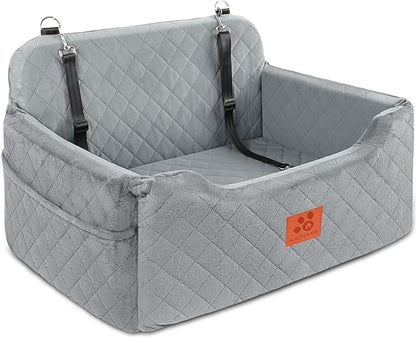 GL GLENSLAVE Dog Car Seat for Medium/Large Dogs, Dog Booster Seat for Pet Under 50lbs or 2 Small, Detachable and Washable Pet Car Seat,Multi-Functional Pet Travel Bed for Backseat(Grey)