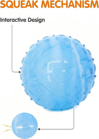 Colorful Squeaky Dog Toy Balls, Spiky Sensory 2.5" Balls for Dogs, Dog Chew Toys for Teething, Non-Toxic TPR, 3 Pack, 2.5",Painting