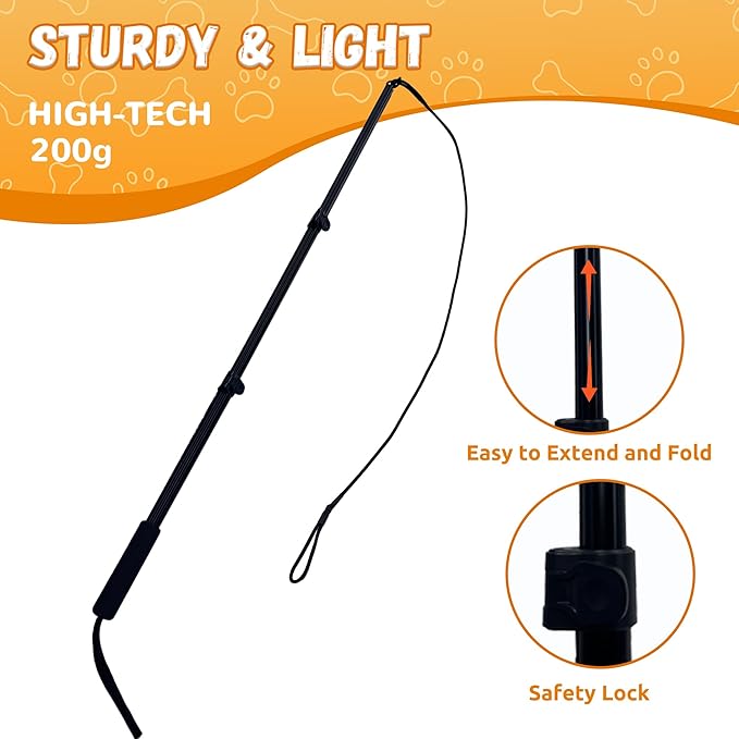 Flirt Pole for Dogs, Interactive Dog Toys Extendable Teaser Wand with Lure Chewing Toy, Chase and Tug of War for Small Medium Large Dogs Training Playing Exercise