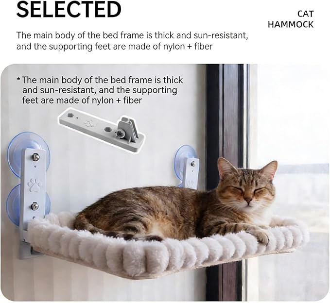 Hammock Portable Design Hanging Space Saving with Removable Washable Fabric Suction Cup Mount Cats Hammock Foldable Bed Space Saving Bed
