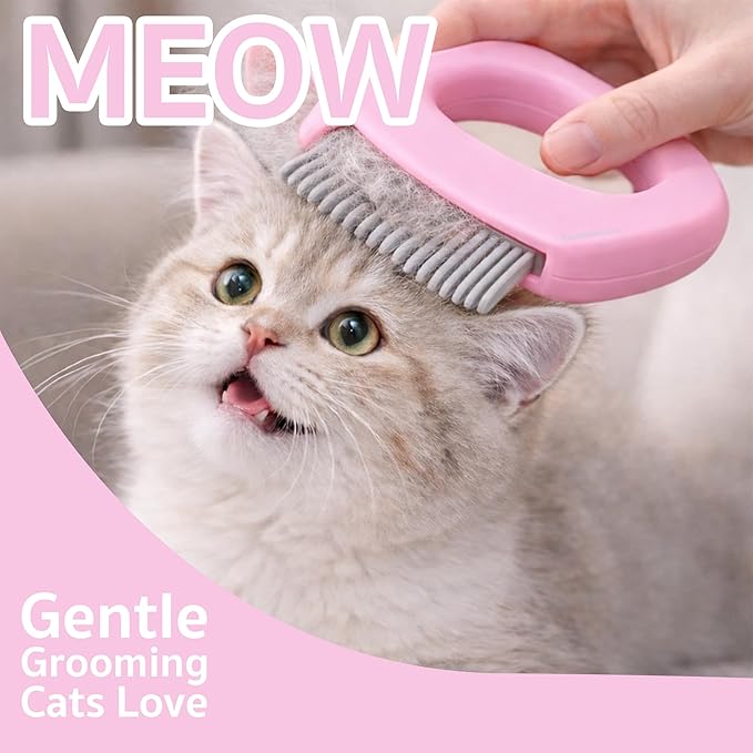 Pet Hair Removal Massage Shell Comb, Soft Deshedding & Dematting Grooming Brush for Dogs, Cats, Puppies & Rabbits – Removes Loose Fur & Mats, For Long & Short Hair (Pink)