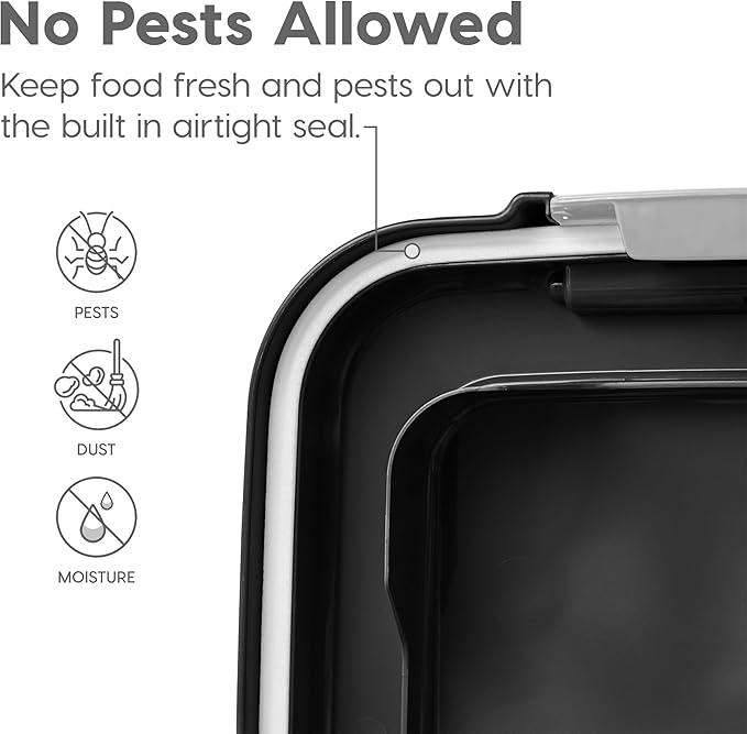 IRIS USA Dog Food Storage Container 30 lb + 11lb Airtight Combo, Stackable Pet Food Storage Bin with Wheels for Cat Dog Food, BPA Free, Made in USA, Black