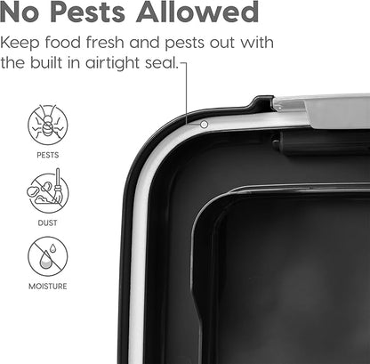 IRIS USA Dog Food Storage Container 30 lb + 11lb Airtight Combo, Stackable Pet Food Storage Bin with Wheels for Cat Dog Food, BPA Free, Made in USA, Black