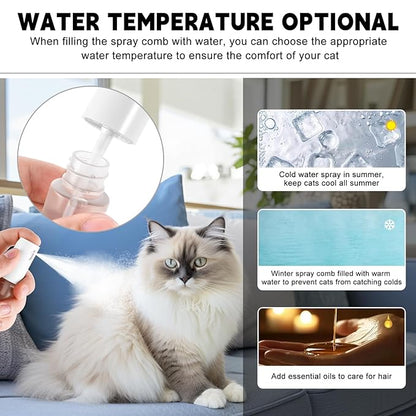 Cat Hair Brush for Shedding, 3-in-1 Pet Spray Hair Removal Comb with Visual Spray & Release Button, Waterproof Dog Grooming Brush for Furry Pet (White)
