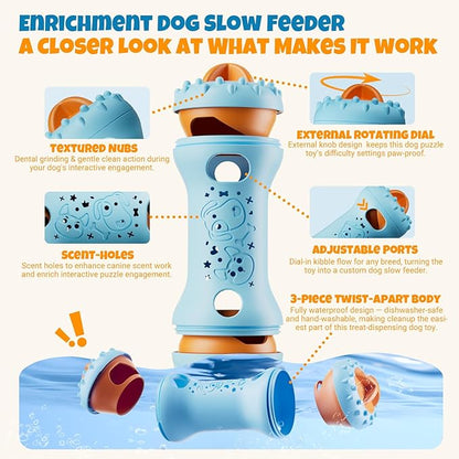 Interactive Treat Dispensing Dog Toys – Adjustable Puzzle Toy to Keep Dogs Busy, Enrichment, Mental Stimulation, Cognitive Fun and Boredom Buster for Puppy Teething, for Small Medium Dogs