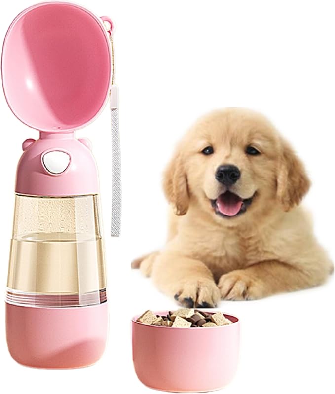 Outdoor Dog Water Bottle Dispenser Food Container- Leak Proof for Portable Dogs Water Dispenser, Outdoor Drink Bottles for Dog, Cat, Puppy, Pet, Essential Items for Dog Travel, Walking, Hiking