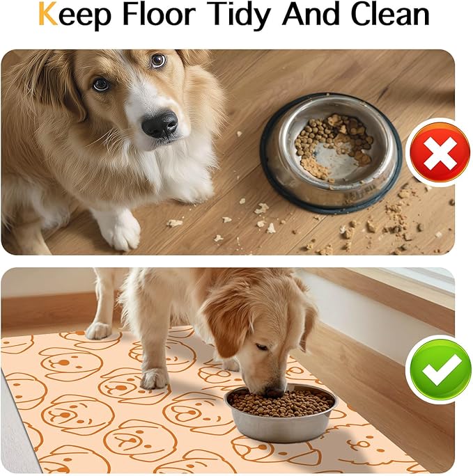 Pet Feeding Mat with Colorful Polka Dot Pattern Design 24" x 16" Dachshund Puppy Food Mat Pet Bowl Mats for Dogs and Cats Cute Non Slip Dogs Feeding Mats for Dog Decor for Home