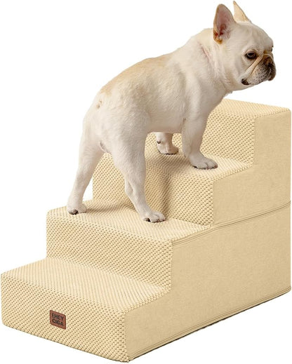 EHEYCIGA Dog Stairs for Bed 18" H, 4-Step Dog Steps for High Bed, Pet Steps for Small Dogs and Cats, Non-Slip Balanced Pet Ramp Indoor, Graige