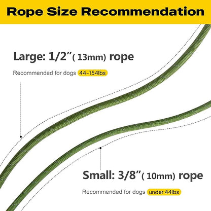 Fida Durable Slip Lead, 6 FT x 1/2" Heavy Duty Loop Leash, Comfortable Strong Rope for Large, Medium Dogs, No Pull Pet Training with Highly Reflective, Green