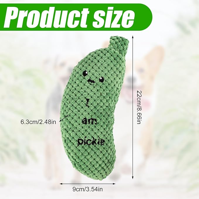 Pickle Squeaky Dog Toy, Funny Durable Dog Squeaky Toys for Aggressive Chewers Cute Plush Stuffed Pickle Toy Chewy Dog Toys for Small/Medium/Large Weed Dog Exercise and Accompany