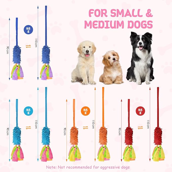 Squeaky Dog Tug Toy, Interactive Tug of War Rope Toys for Small Medium Large Dog, Soft Chenille Chewing Dog Rope Toys for Puppy Training and Play Games