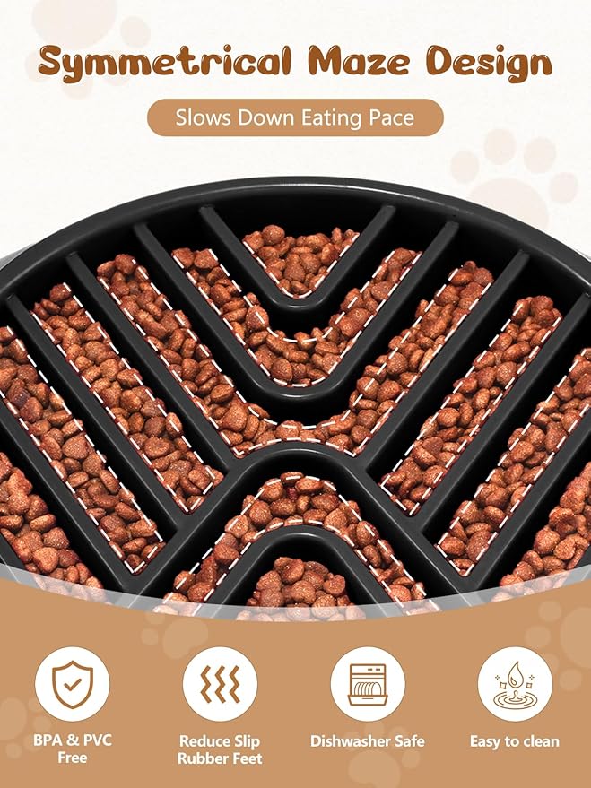 KASBAH Slow Feeder Dog Bowls Large Breed, 5 Cups Capacity for Wet & Dry Food, Puzzle Maze Bowl for Fast Eaters, Non-Slip Base, BPA Free, Helps Prevent Bloat and Aid Digestion