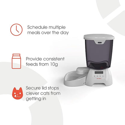Cat Mate C3000 Automatic 3 Meal Pet Feeder with Digital Timer (347) - for Cats and Small Dogs, Suitable for Dry Pet Food, 6.61 lb Hopper, White
