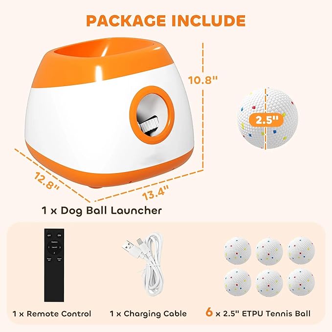Automatic Dog Ball Launcher for Indoor and Outdoor Play – Adjustable Distance, Quiet Operation, Long-Lasting Battery Powered Fetch Toy