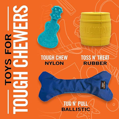 BULLYMAKE Blue Tough Chew Controller Toy for Dogs, Durable Nylon Dog Toys for Aggressive Chewers, Dental Stimulating, Tough Chew, Boredom Busting, Pet Supplies, Made in USA