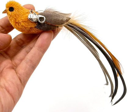 4 Bird Cat Wand Toy Refill for Indoor Cats, Interactive Birds Simulation Set,Door Hanging Feather Cat Toys String Wand Replacement Attachments