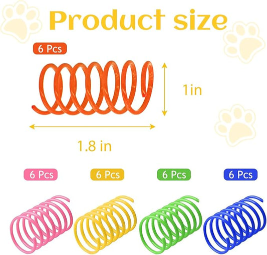 Andiker 30Pcs Cat Spiral Spring, Colorful&Durable Cat Spring Toys Plastic Cat Toys for Indoor Cats Swatting, Biting, Hunting to Kill Time and Keep Fit Cat Interactive Toy for Cats and Kittens (30pcs)