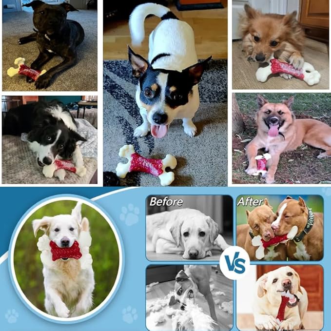 Dog Toys for Aggressive Chewers, Dog Toys for Large Dogs, Indestructible Dog Bones for Aggressive Chewers, Tough and Durable Dog Chew Toy, Real Bacon & Beef Flavors (Beef)