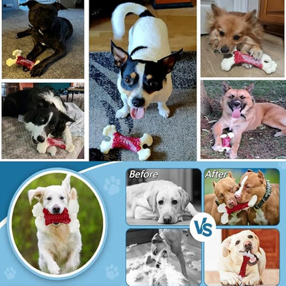 Dog Toys for Aggressive Chewers, Dog Toys for Large Dogs, Indestructible Dog Bones for Aggressive Chewers, Tough and Durable Dog Chew Toy, Real Bacon & Beef Flavors (Beef)