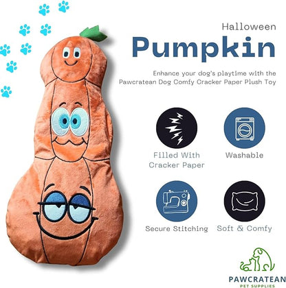 7" Squeaky Plush Toy for Puppies Small Dogs Self Etertainment Washable Soft Made [PET ONLY] (Triple Pumpkin)