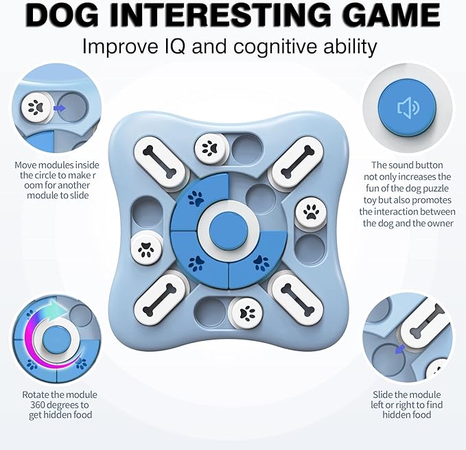 Dog Puzzle Toys - Treat Dispensing Dog Enrichment Toys for IQ Training & Brain Stimulation - Interactive Mentally Stimulating Toy - Gifts for Puppies, Cats, Dogs