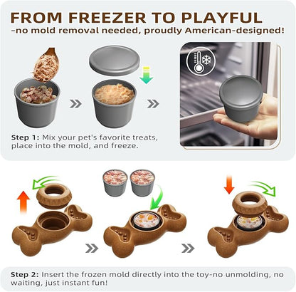 SHINKAI Refillable Frozen Dog Toy – Tough Chew & Ice Cream Holder for Aggressive Chewers, Reduces Anxiety & Destructive Behavior (Brown)