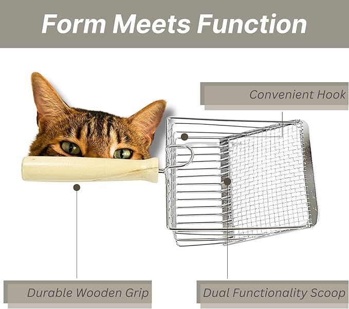 Cat Litter Scooper Accessories for Indoor Cats Heavy Duty Metal Kitty Litter Scoop for Litterbox Multicat Shovel Scoop Filter for Kitty Litter